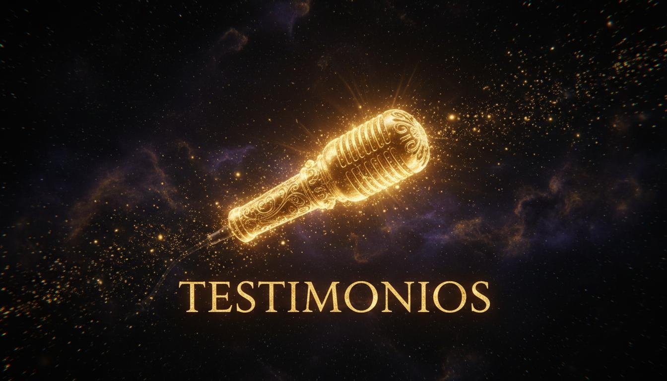 Micrófono dorado - Logo de Testimonios de Éxito