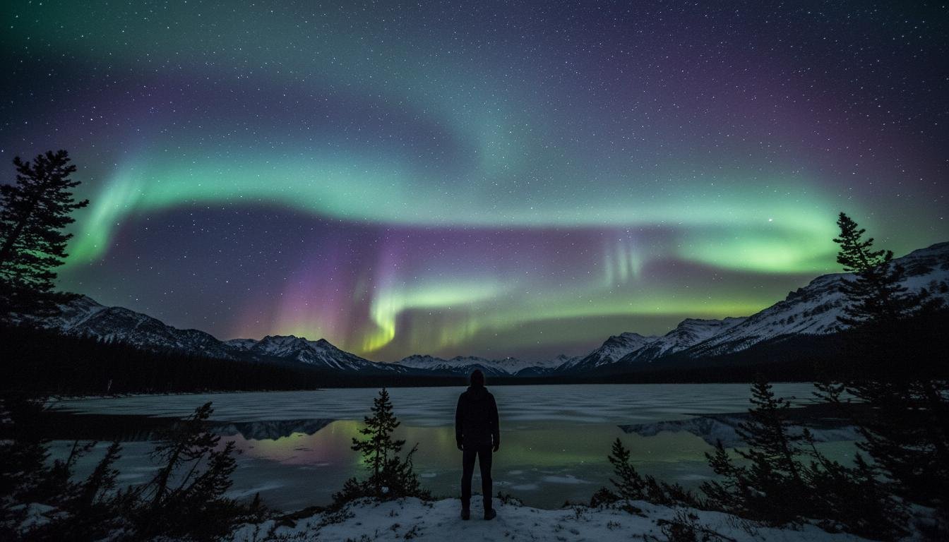 Persona observando aurora boreal - Experiencia mística transformadora